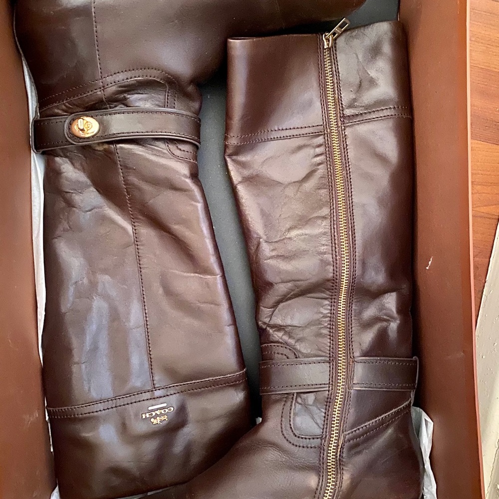Coach dark brown leather riding boots - Picture 6 of 6